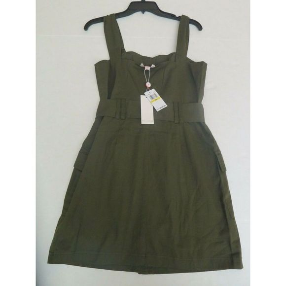 Red Carter Sz Medium Kendall Safari Green Button Mini Dress $190 - Picture 3 of 10